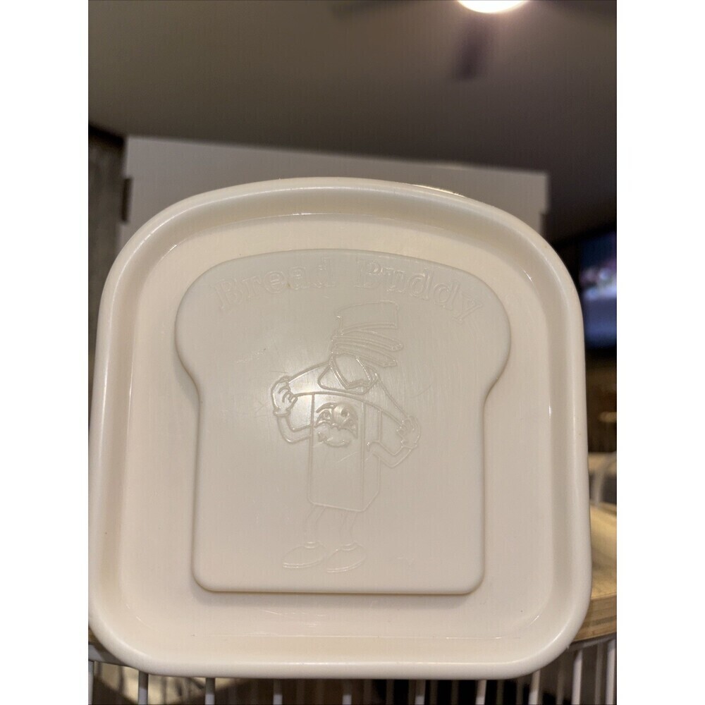 Vintage Buddeez Sandwich Size Bread Buddy Dispenser Container Cream/white LID - Picture 4 of 6